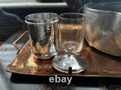 Arts & Crafts Silver Preserve Pot Corrnell / A. E. Jones. Original Handblown Jar