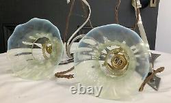 Arts & crafts Nouveau Pair Silver Plated Wall Lights With Opalescent Shades GEC