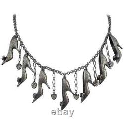 Askew London I Love Shoes Diamante Silver Vintage Statement Necklace