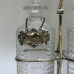 Attractive Silver Plate Three Decanter Tantalus By Walker & Hall