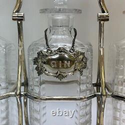 Attractive Silver Plate Three Decanter Tantalus By Walker & Hall