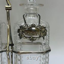 Attractive Silver Plate Three Decanter Tantalus By Walker & Hall