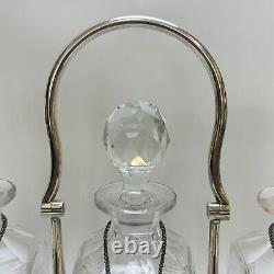 Attractive Silver Plate Three Decanter Tantalus By Walker & Hall