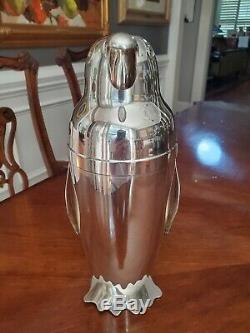 Authentic 1936 Silver Plated Figural Penguin Cocktail Shaker Napier Company