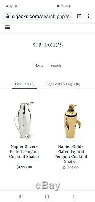 Authentic 1936 Silver Plated Figural Penguin Cocktail Shaker Napier Company