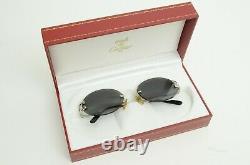 Authentic Cartier Rimless Scala 50 18 130 C Decor Gray SP Sunglasses T8200218