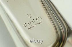 Authentic Gucci Vintage Silver Shoehorn Home Collectible with Leather Case