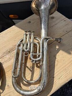 BESSON & Co Class A Prototype Tenor Horn Silver Plate With Original Leather Case
