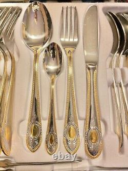 BESTECKE CUTLERY 70 Pieces TOSCANA 24k Gold Plated SILVER CASE Vintage