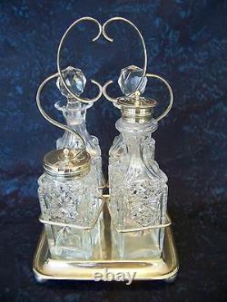 BHA England EPNS Silverplate and Glass CRUET SET