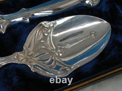BOXED ART NOUVEAU SILVER PLATED CAKE DESERT SERVERS Rd 378292 Lee & Wigfull
