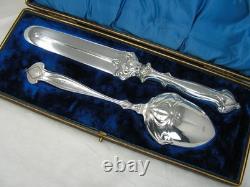 BOXED ART NOUVEAU SILVER PLATED CAKE DESERT SERVERS Rd 378292 Lee & Wigfull