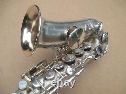 BUESCHER SILVER PLATED CURVY Bb SOPRANO SAXOPHONE EXCELLENT ORIGINAL COND