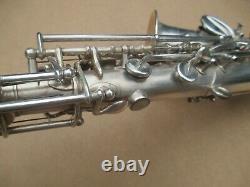 BUESCHER SILVER PLATED CURVY Bb SOPRANO SAXOPHONE EXCELLENT ORIGINAL COND