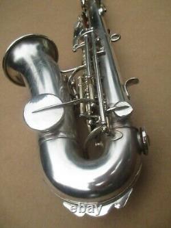 BUESCHER SILVER PLATED CURVY Bb SOPRANO SAXOPHONE EXCELLENT ORIGINAL COND