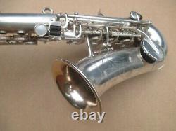 BUESCHER SILVER PLATED CURVY Bb SOPRANO SAXOPHONE EXCELLENT ORIGINAL COND