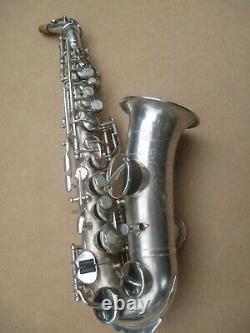 BUESCHER SILVER PLATED CURVY Bb SOPRANO SAXOPHONE EXCELLENT ORIGINAL COND