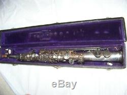 BUESCHER Silver /Gold Plated Bb SOPRANO SAXOPHONE -orig. Plating, original case