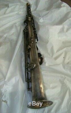 BUESCHER Silver /Gold Plated Bb SOPRANO SAXOPHONE -orig. Plating, original case