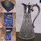 Beautiful 1L SILVER PLATE CUT GLASS CLARET DECANTER HINGED LID STOURBRIDGE BOXED