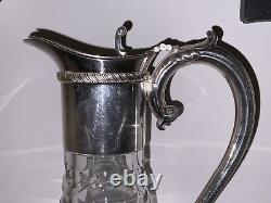 Beautiful 1L SILVER PLATE CUT GLASS CLARET DECANTER HINGED LID STOURBRIDGE BOXED