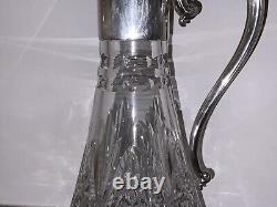 Beautiful 1L SILVER PLATE CUT GLASS CLARET DECANTER HINGED LID STOURBRIDGE BOXED