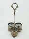 Beautiful Antique 3 bottle holder Tantalus in silver plate