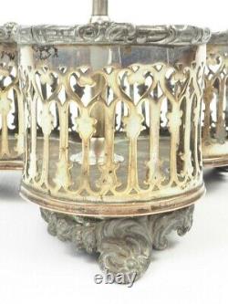 Beautiful Antique 3 bottle holder Tantalus in silver plate