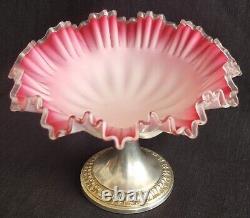 Beautiful Antique Victorian Glass Tazza Dish On Epns Silver Base