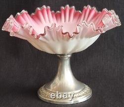 Beautiful Antique Victorian Glass Tazza Dish On Epns Silver Base