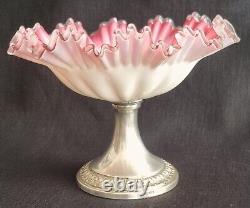 Beautiful Antique Victorian Glass Tazza Dish On Epns Silver Base