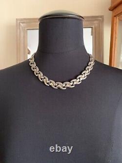 Beautiful Heavy Vintage French Designer Silver Necklace -Wheat Chain links -45cm