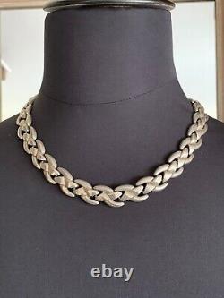 Beautiful Heavy Vintage French Designer Silver Necklace -Wheat Chain links -45cm