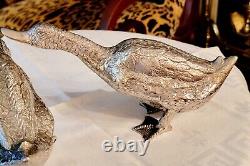 Beautiful Pair Of Silver-plated Geese