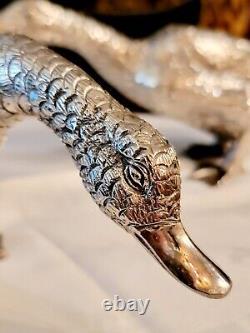 Beautiful Pair Of Silver-plated Geese