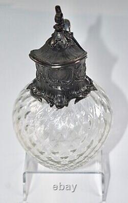 Beautiful Rare WMF Silver Plated Plated Cut Crystal Glass Small Claret Jug c1886