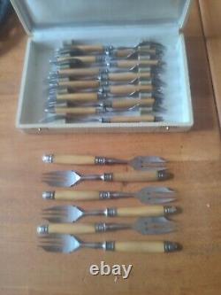 Beautiful Suite Eighteen Forks Cake Fourchon Stainless Ferrule silver plated