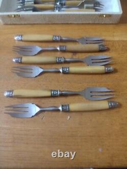 Beautiful Suite Eighteen Forks Cake Fourchon Stainless Ferrule silver plated