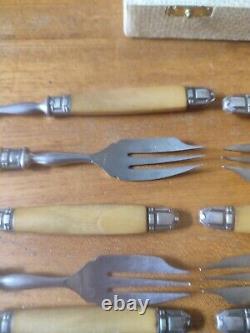 Beautiful Suite Eighteen Forks Cake Fourchon Stainless Ferrule silver plated