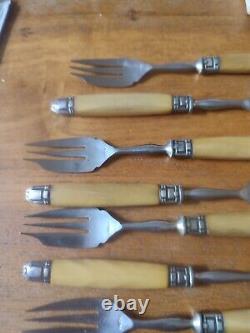 Beautiful Suite Eighteen Forks Cake Fourchon Stainless Ferrule silver plated