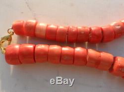 Beautiful original Salmon Antique Natural Coral Untreated Beads Necklace 273 GR