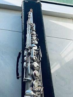 Beautiful vintage Frank Holton Soprano Saxophone Original silver Plating intact