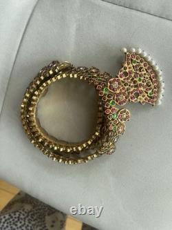 Bharatha Kemp Temple Indian Classic Necklace Silver Gold Plated Vintage Bharatha Kemp Temple Indian Classic Necklace Silver Gold Plated Vintage