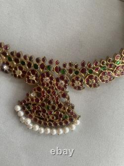 Bharatha Kemp Temple Indian Classic Necklace Silver Gold Plated Vintage