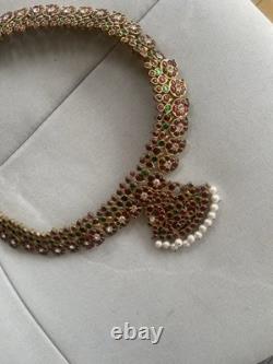 Bharatha Kemp Temple Indian Classic Necklace Silver Gold Plated Vintage