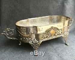 Big antique french planter silver plated bronze early 1900's numbered lions