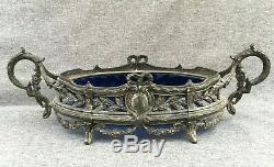 Big antique french planter silver plated metal 19th century Louis XVI style