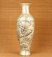 Big china Copper Plating Silver Handmade Carved phoenix Statue vase home deco