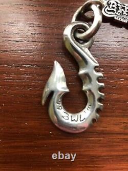 Bill Wall Leather Silver 925 XL Fish Hook 99 & Logo Plate Charm! Custom Made