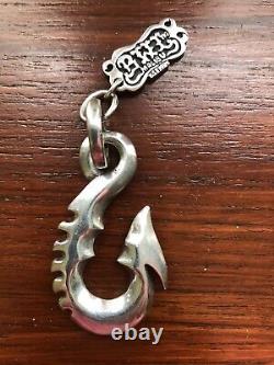 Bill Wall Leather Silver 925 XL Fish Hook 99 & Logo Plate Charm! Custom Made